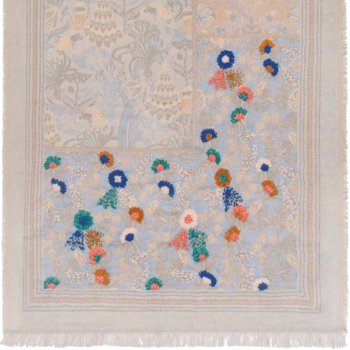 SCARF18597 | Embroidered Floral Scarf / Wild Oat