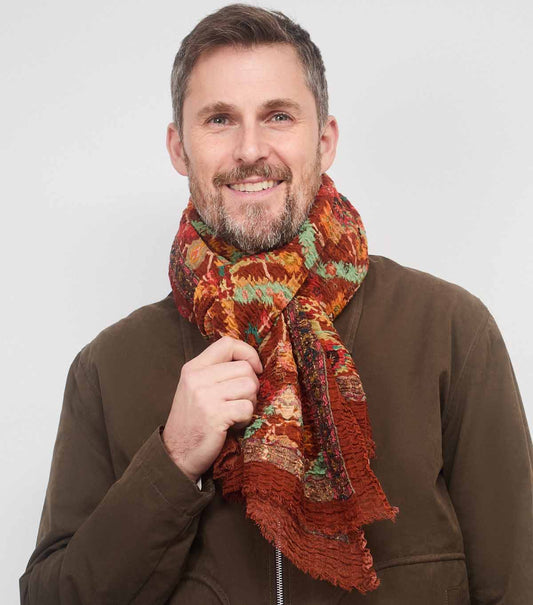 SCARF18504 | Kilim Print Crinkle Scarf - Pre Order