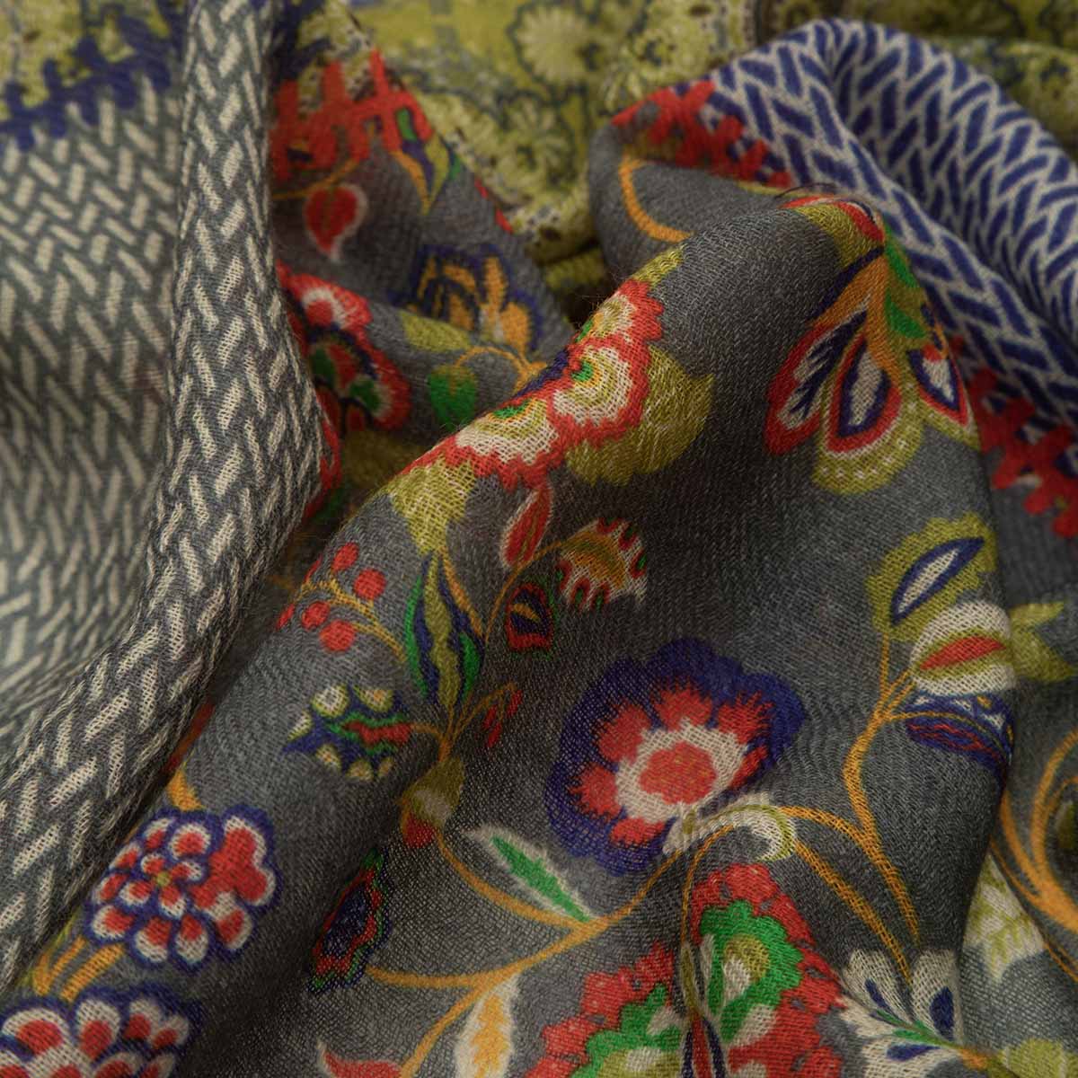 SCARF16647 | Patchwork Printed Scarf Green / Yellow - Pre Order