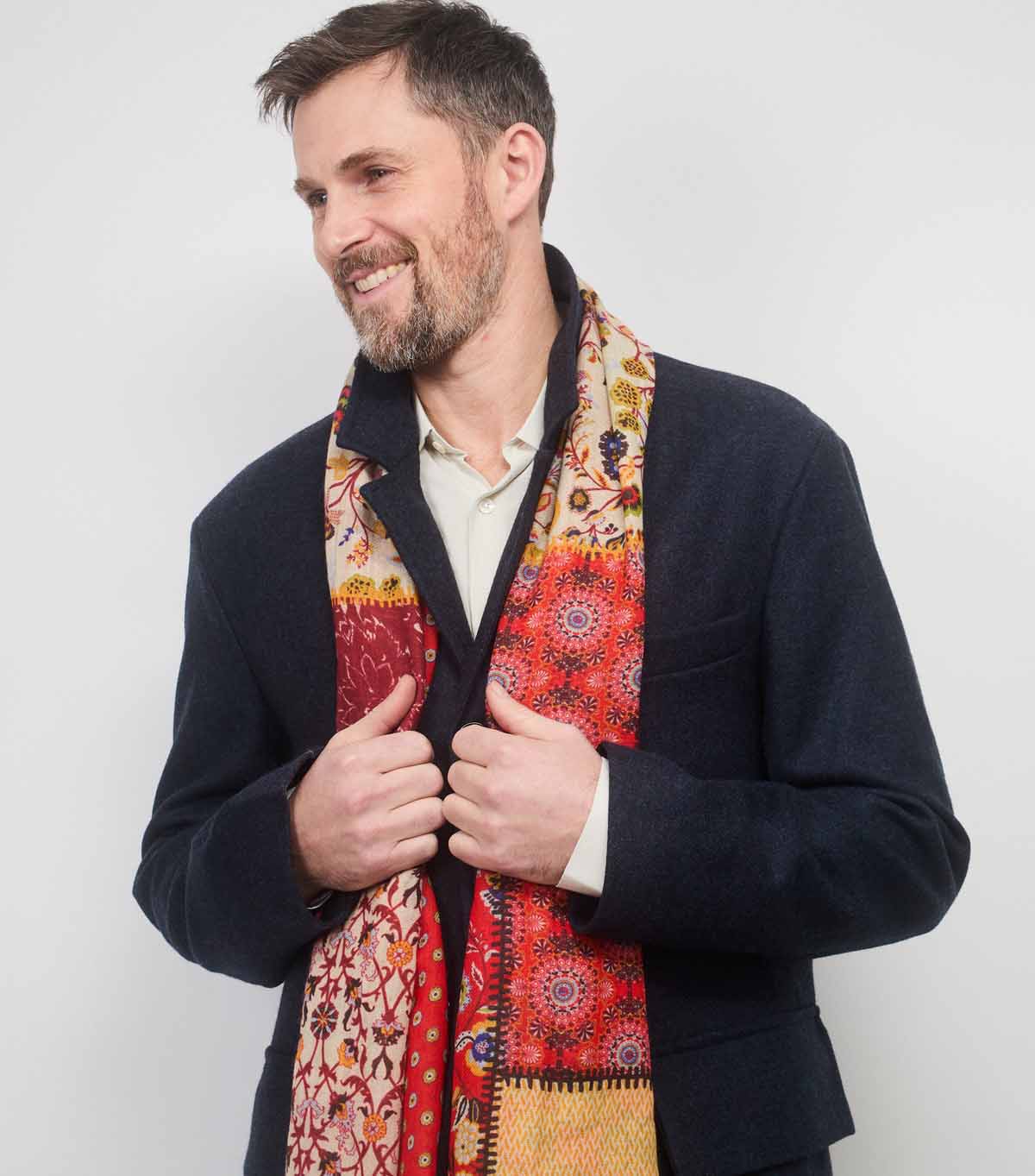 SCARF16647 | Patchwork Printed Scarf - Orange/Yellow - Pre Order