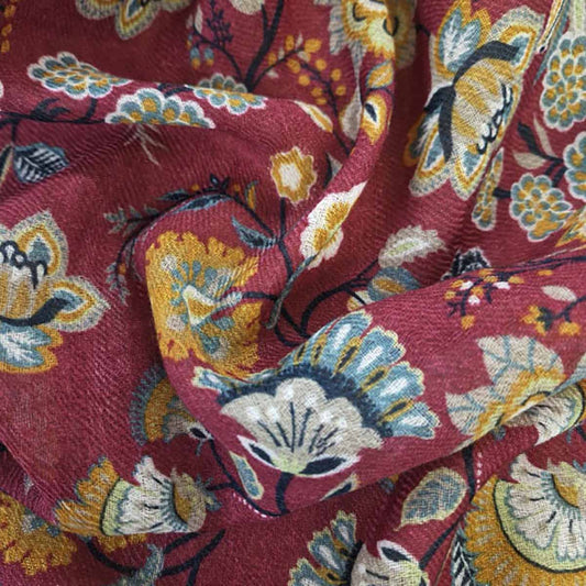 SCARF16647 | Patchwork Printed Scarf Plum / Mustard - Pre Order