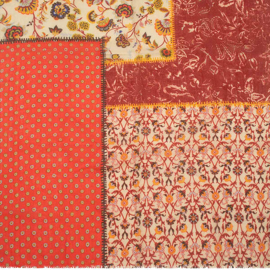 SCARF16647 | Patchwork Printed Scarf - Orange/Yellow - Pre Order