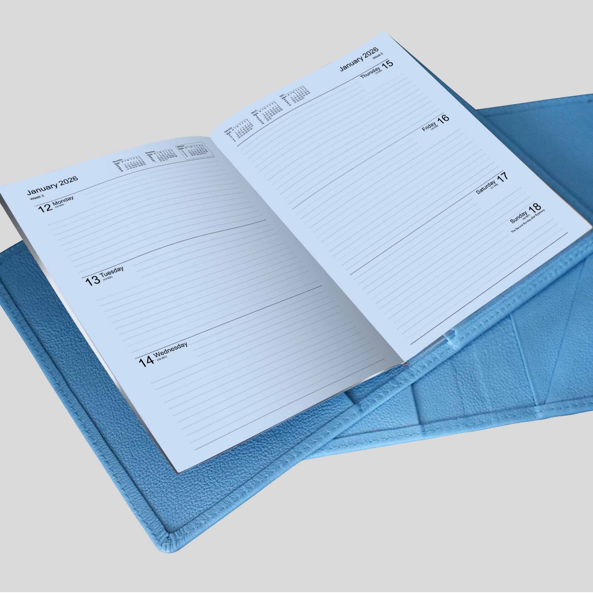 Mayfair Cover and Week-To-View Diary in Light Blue 2026
