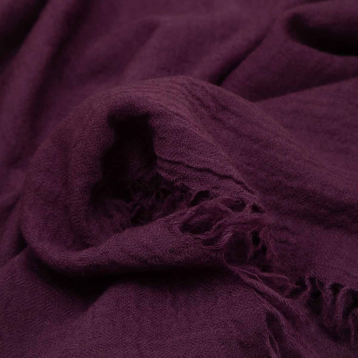 Purple Textured Wool Scarf Close-Up