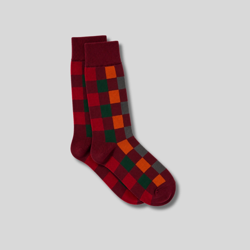 Harlequin Cotton Socks – Red