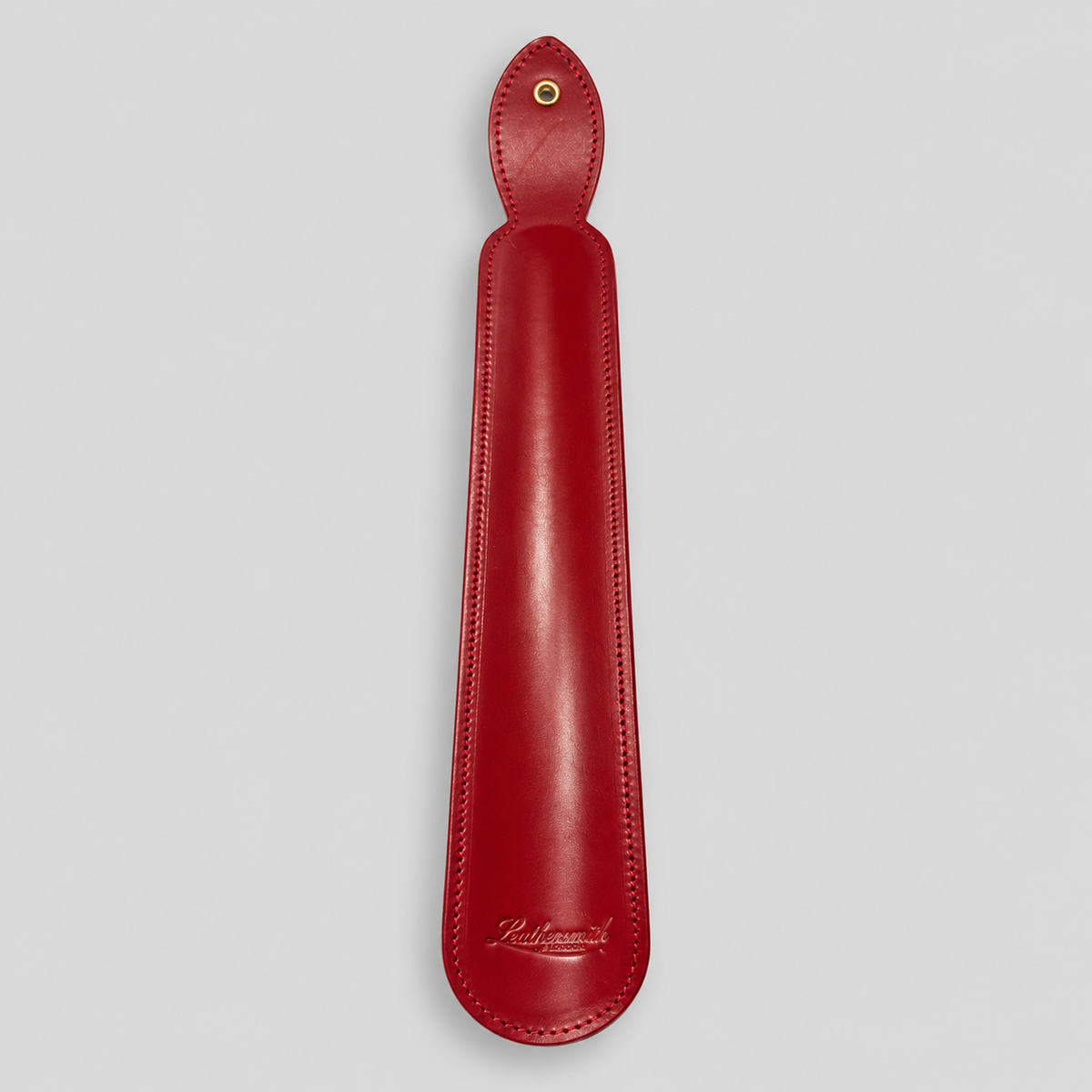 Red bridle leather large shoe horn by Leathersmith of London