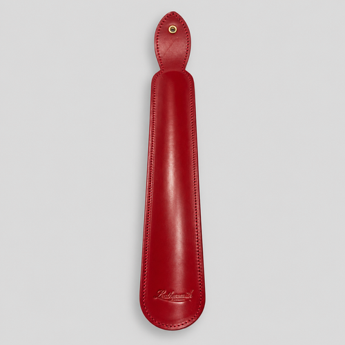 Red bridle leather large shoe horn by Leathersmith of London