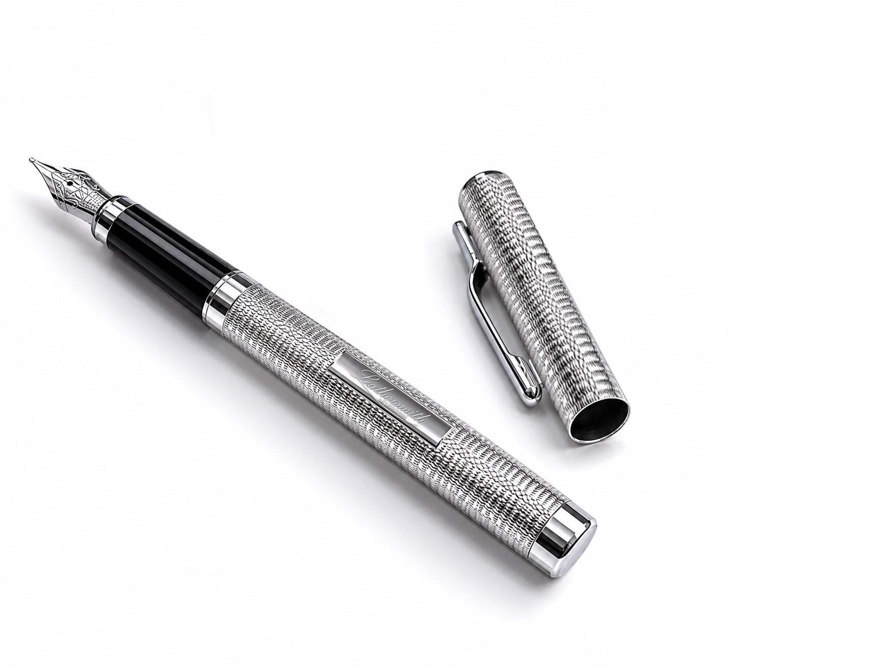 WM4ET/LS | Mayfair 925 Sterling Silver Fountain Pen - Hand Engine-Turned Barleycorn Guilloché (Pre-Order)