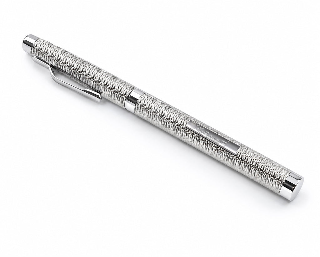 WM4ET/LS | Mayfair 925 Sterling Silver Fountain Pen - Hand Engine-Turned Barleycorn Guilloché (Pre-Order)