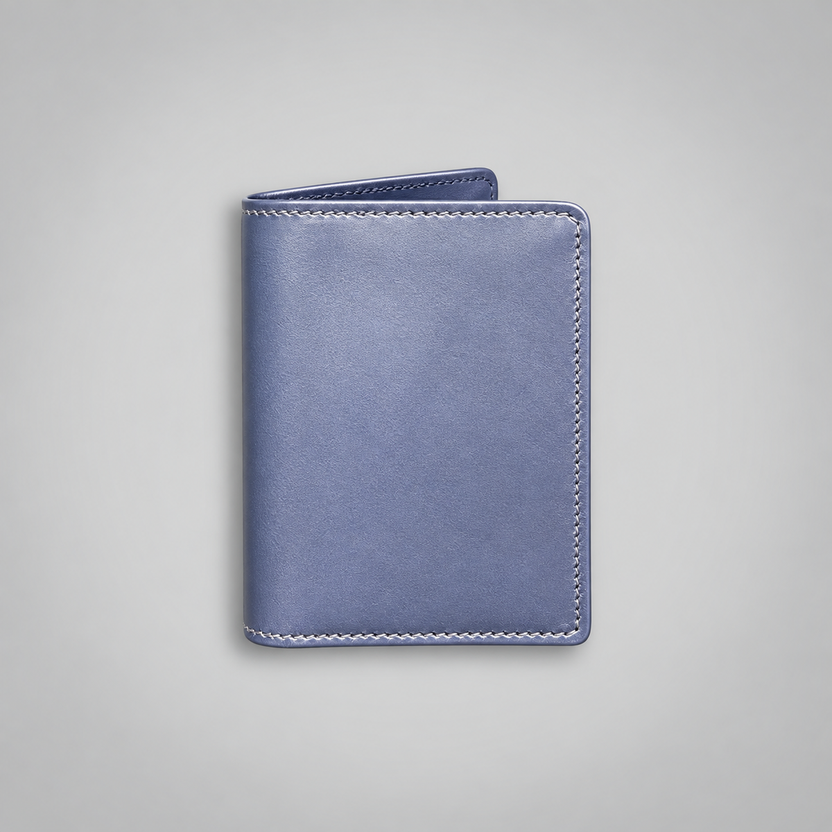 Navy bridle leather two-gusset business card case by Leathersmith
