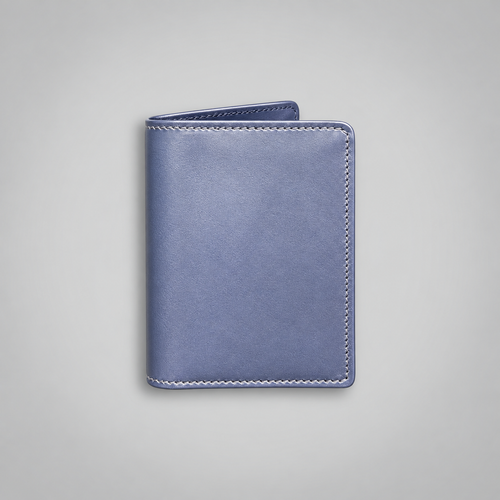 Navy bridle leather two-gusset business card case by Leathersmith