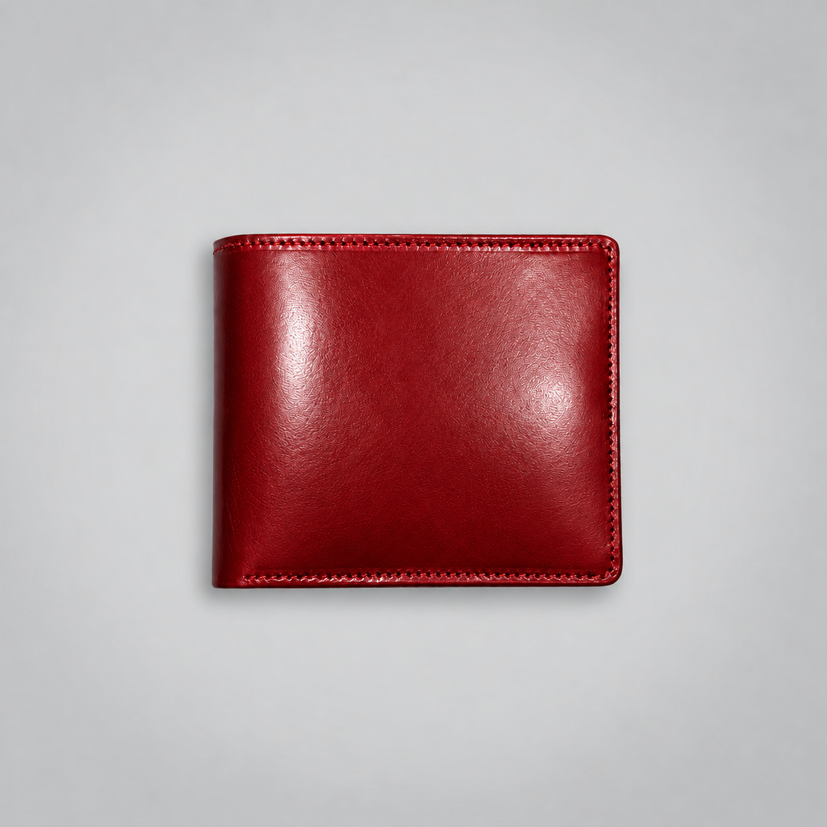 Red bridle leather eight card wallet, made in England
