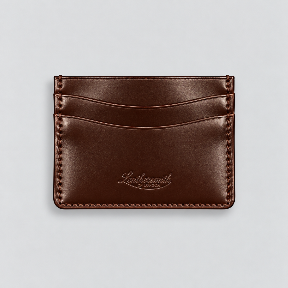 Brown bridle leather double-sided cardholder by Leathersmith of London