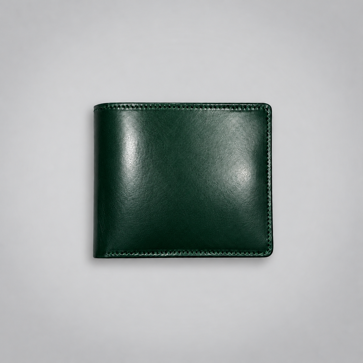Bottle green bridle leather eight card bifold wallet