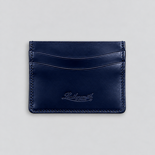 Navy bridle leather double-sided cardholder by Leathersmith of London