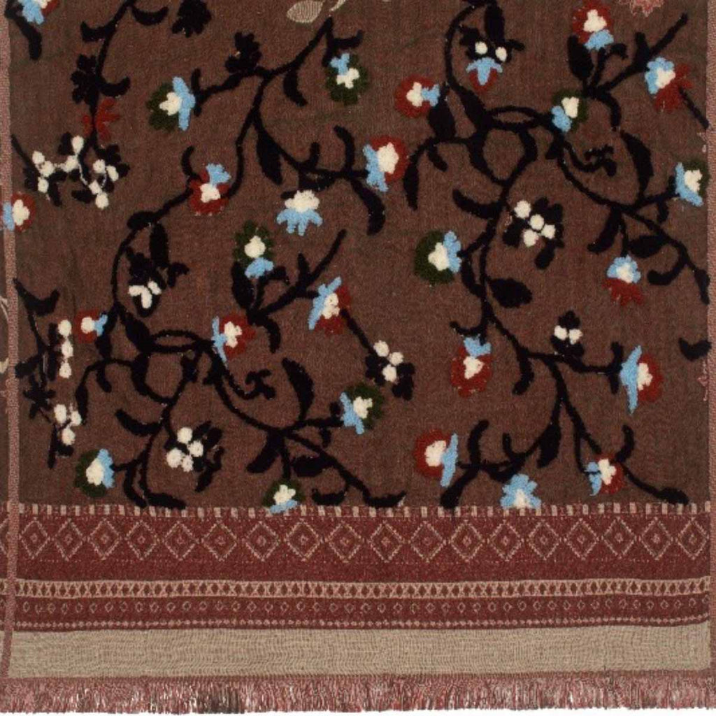 SCARF17258 | Green Soft Embroidered Floral Scarf