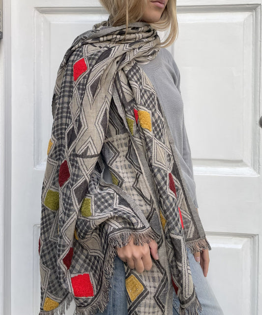 SCARF19598 | Argyle Embroidered Scarf - Pre Order