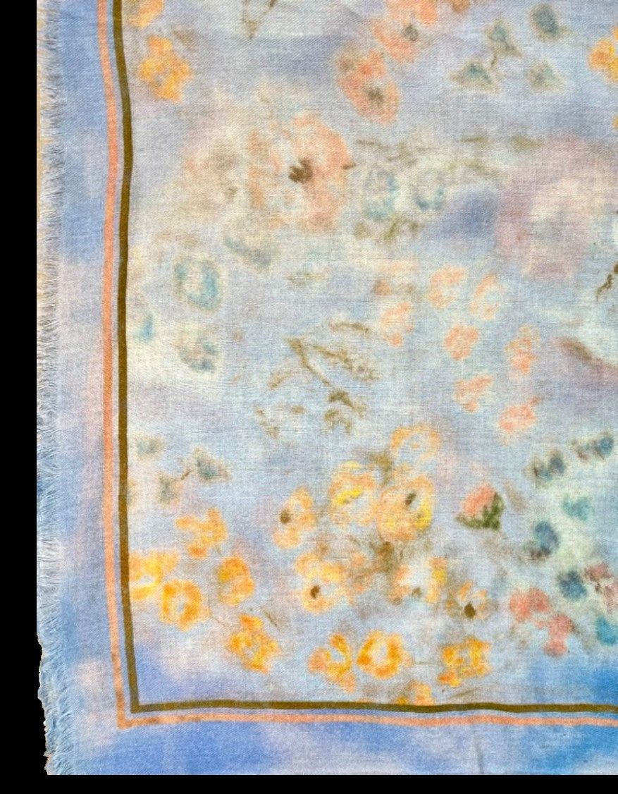 SCARF19780 | Powder Blue Cashmere Mix Printed Scarf