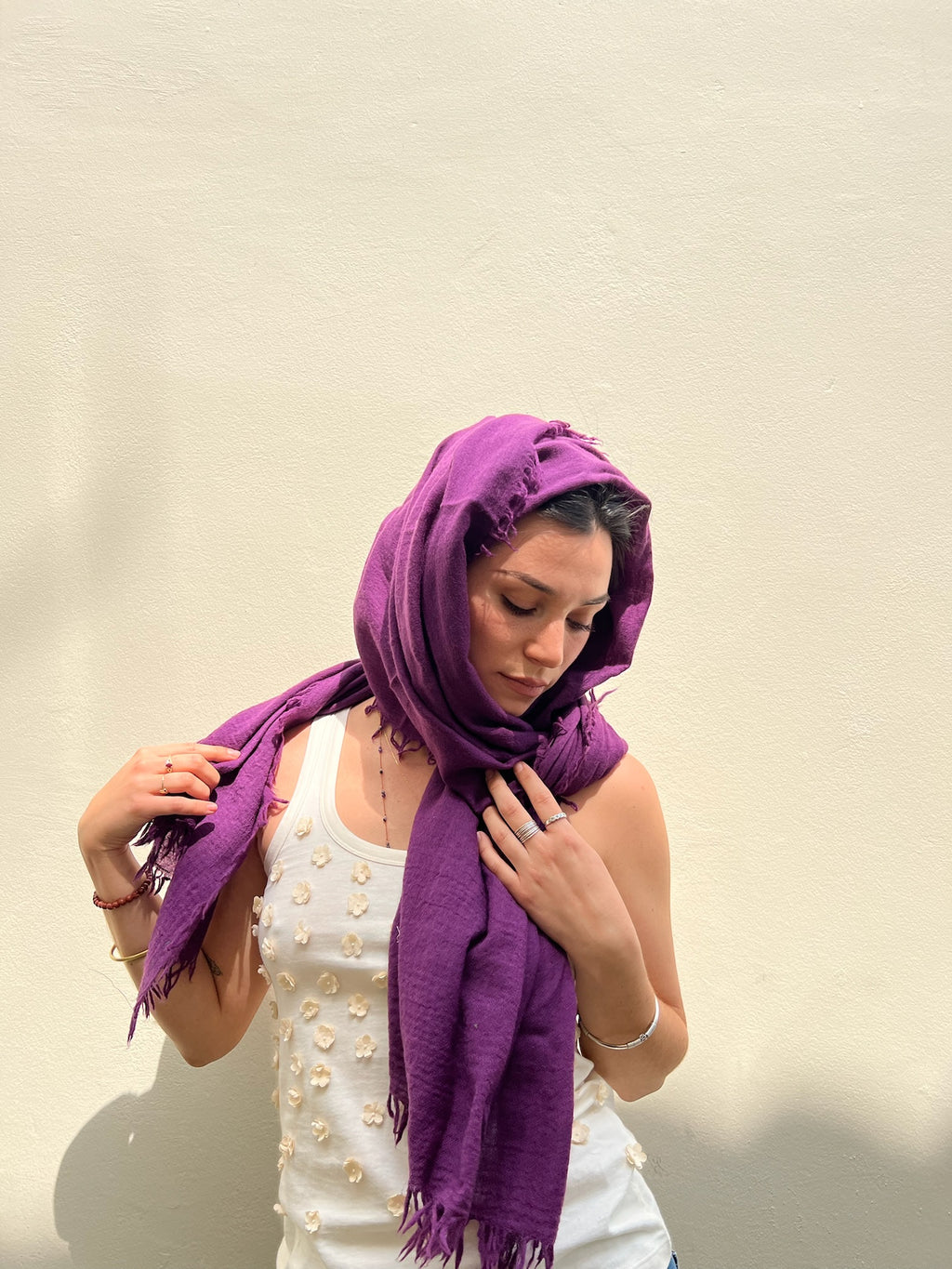 SCARF18991 | Purple Textured Wool Scarf