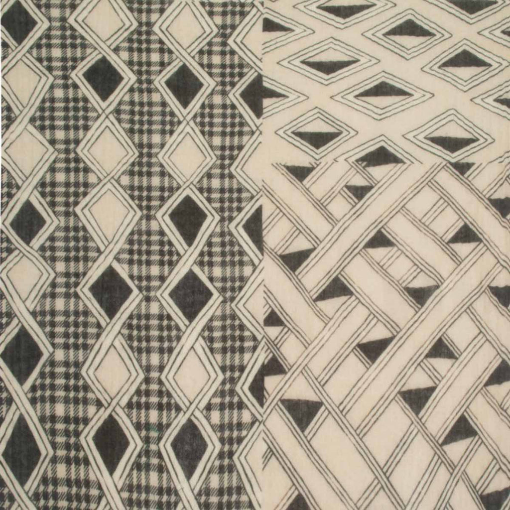 SCARF19572 | Beige/Black Argyle Printed Scarf