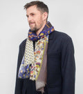SCARF16647 | Navy/Cream Patchwork Printed Scarf