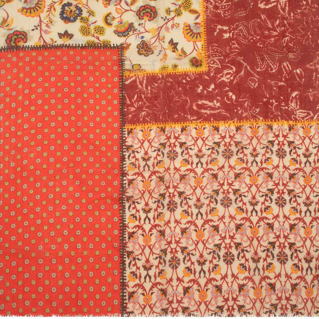 SCARF16647 | Orange/Yellow Patchwork Printed Scarf