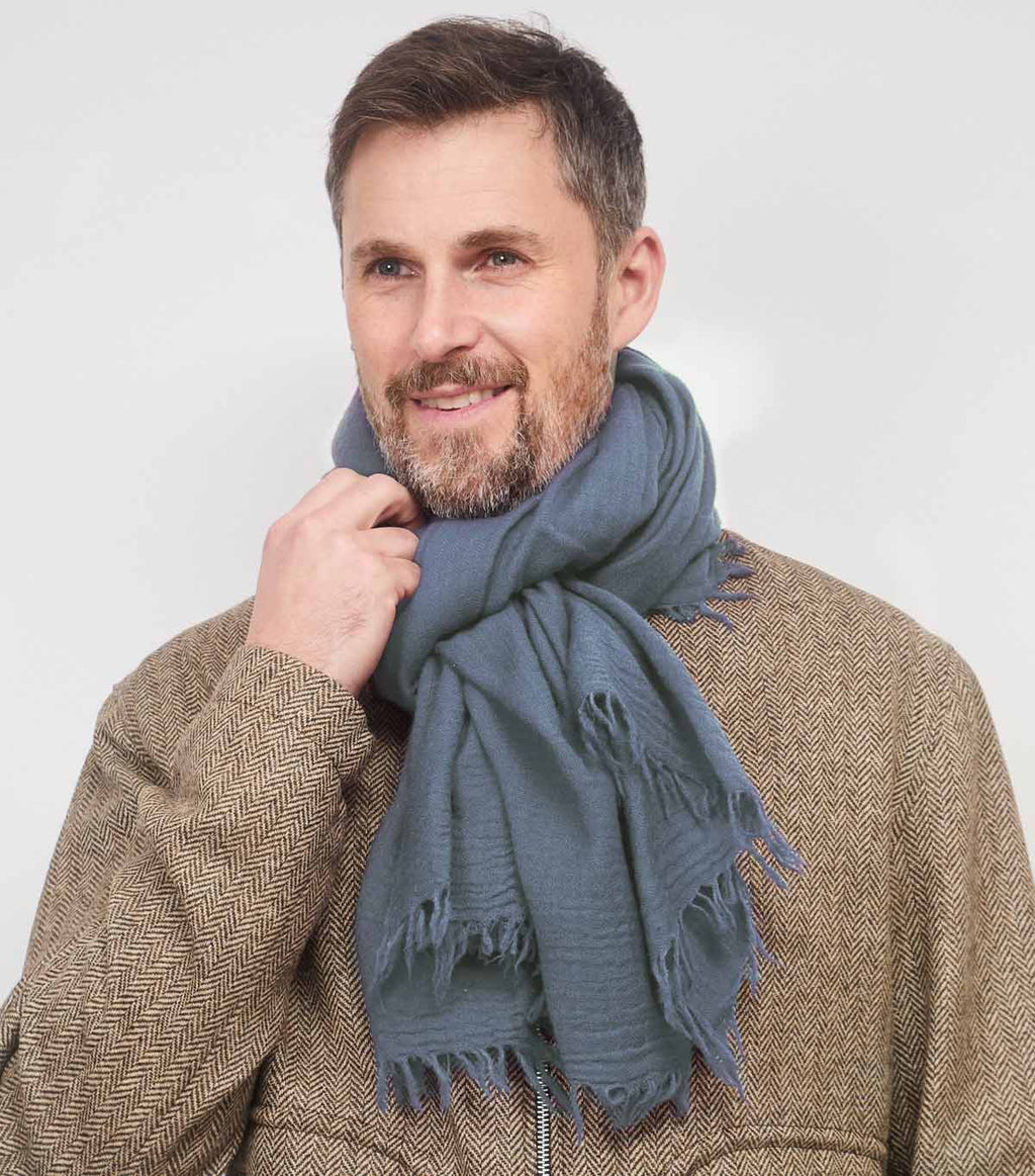 SCARF18991 | Airforce Blue Textured Wool Scarf