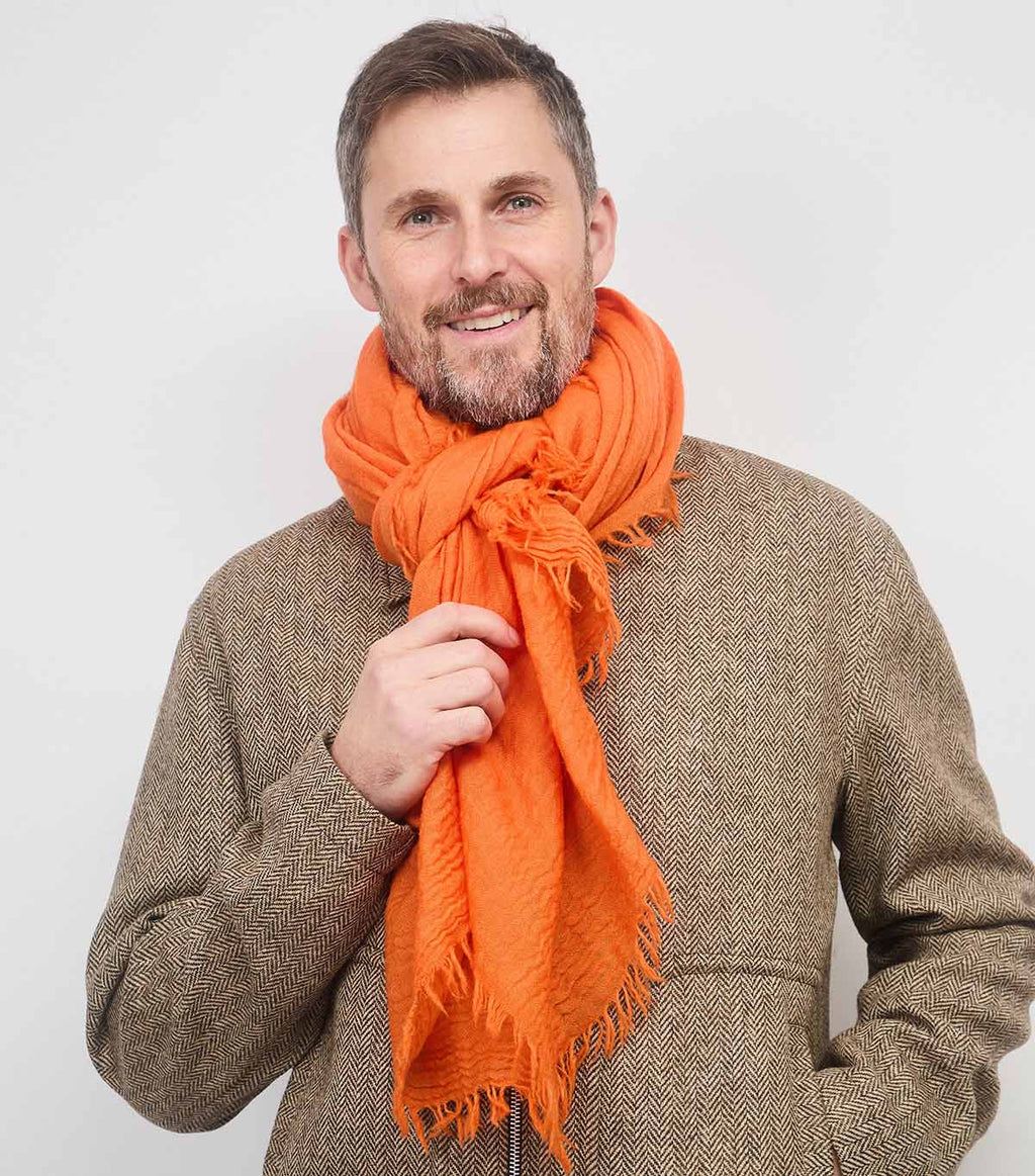 SCARF18991 | Orange Textured Wool Scarf