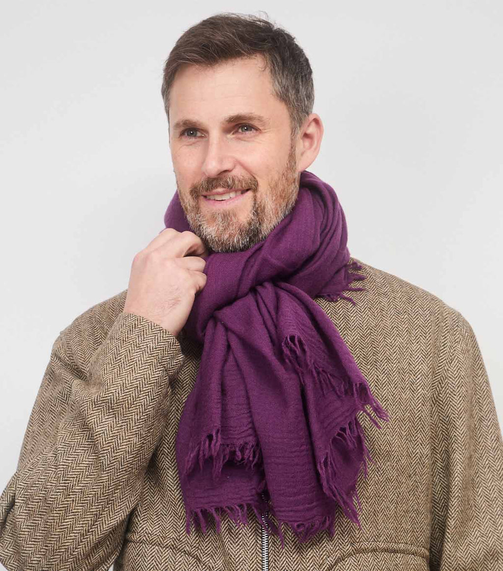 SCARF18991 | Purple Textured Wool Scarf