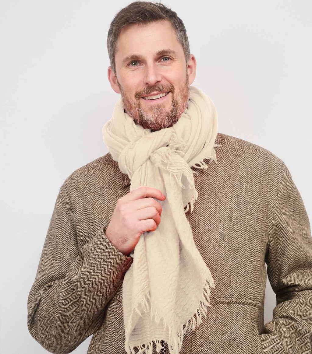 SCARF18991 | Cream Textured Wool Scarf