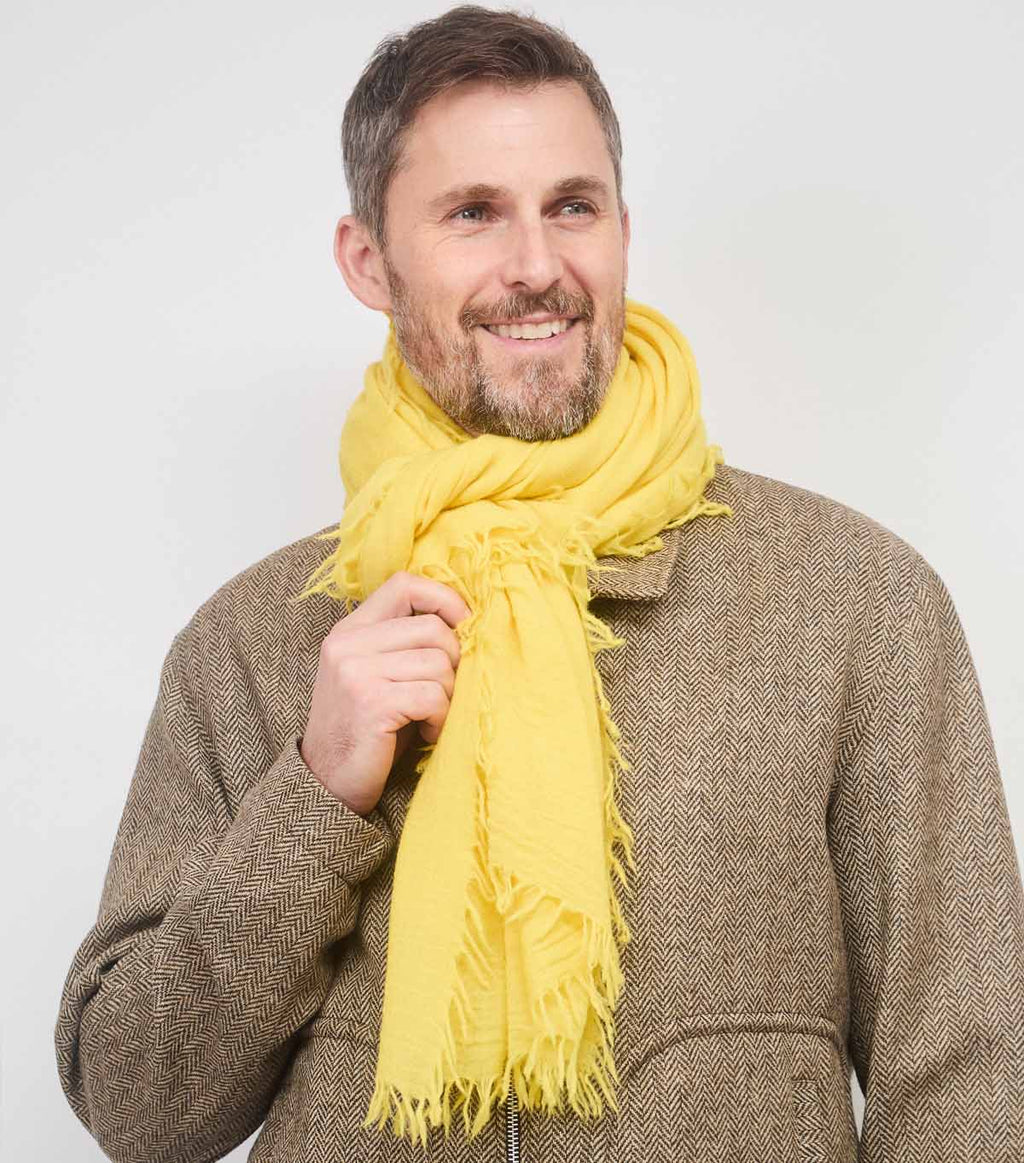 SCARF18991 | Yellow Textured Wool Scarf